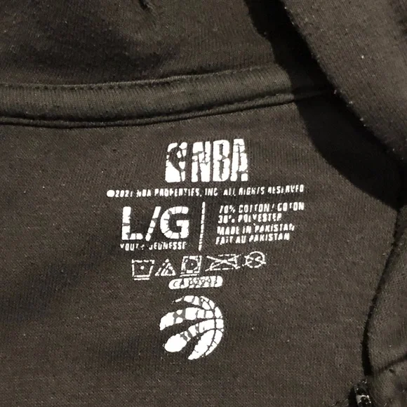 NBA Raptors Kids Black Hoodie with Red Accents - Picture 2 of 6